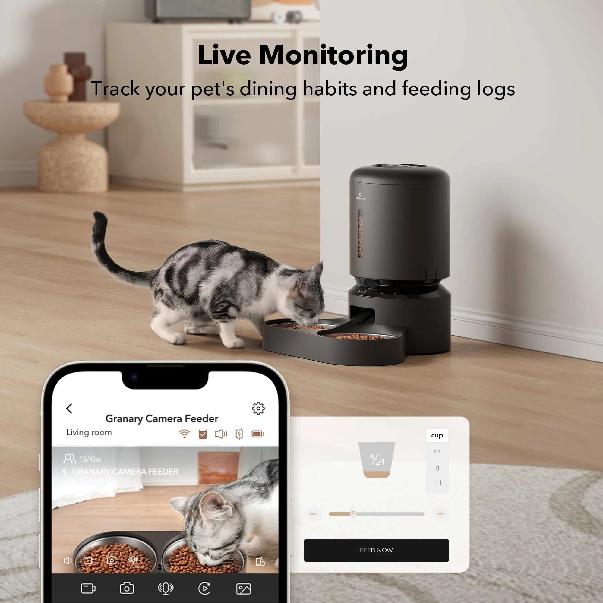 PETLIBRO 5L Automatic Cat Feeder with 1080P HD Camera, WiFi Control, Two-Way Audio, Smart Notifications