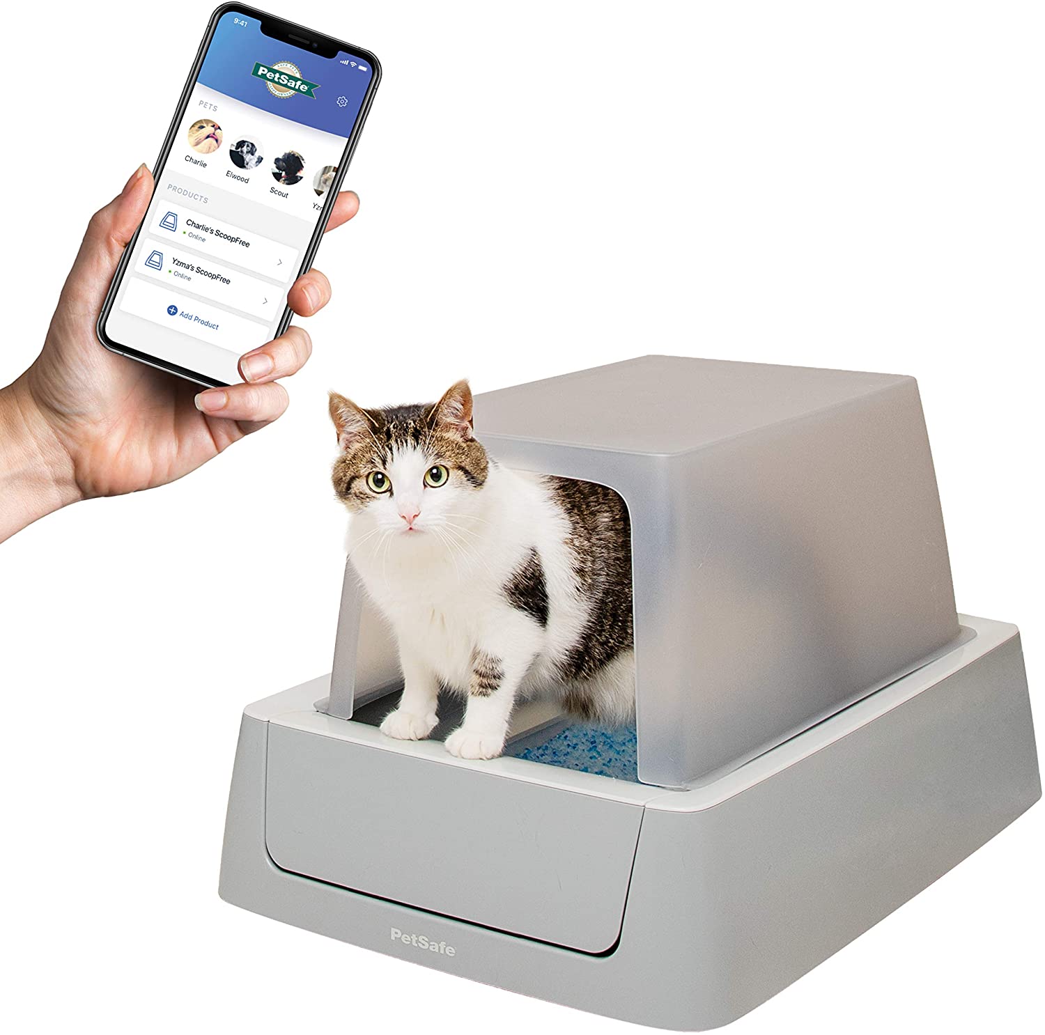 PetSafe ScoopFree Self-Cleaning Cat Litter Box with Health Counter, Automatic & Odor Control, Crystal Litter, App-Enabled