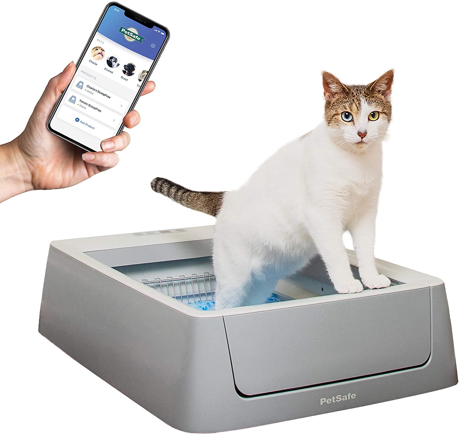 PetSafe ScoopFree Self-Cleaning Cat Litter Box with Health Counter, Automatic & Odor Control, Crystal Litter, App-Enabled