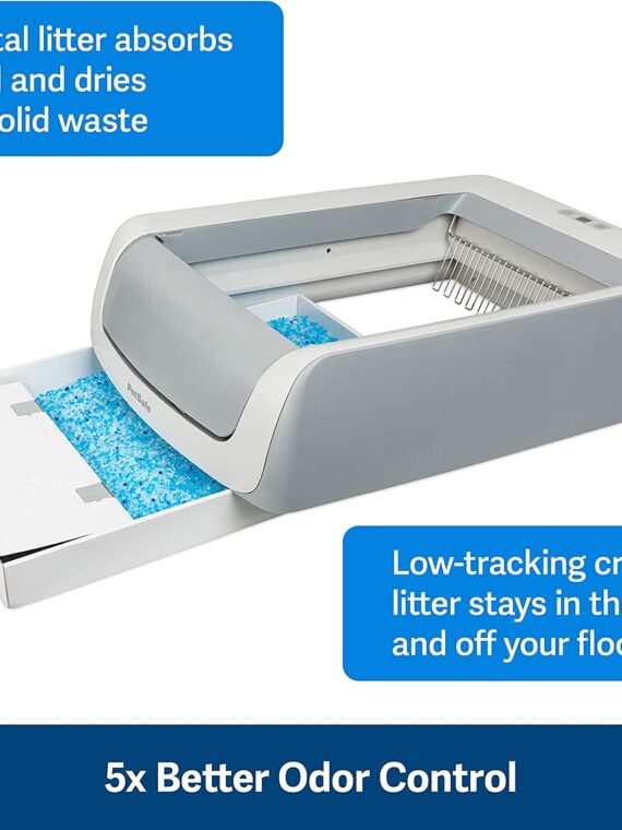 PetSafe ScoopFree Self-Cleaning Cat Litter Box with Health Counter, Automatic & Odor Control, Crystal Litter, App-Enabled