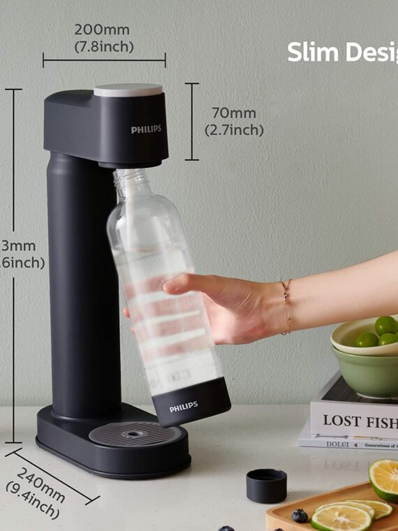 Philips Soda Maker - Compact Carbonating Machine, Compatible with 60L CO2 Cylinder, Includes 1L BPA-Free Bottle