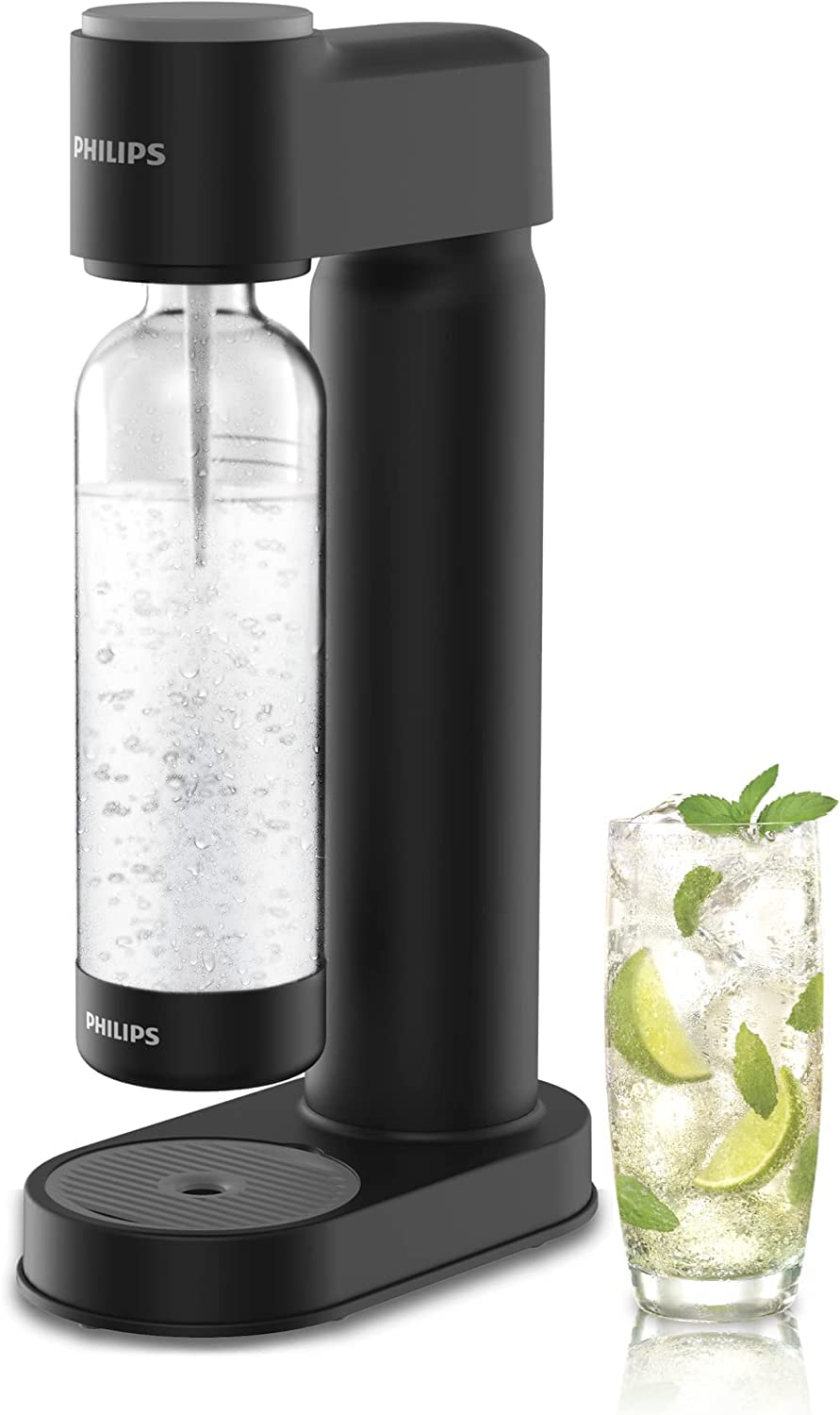 Philips Soda Maker - Compact Carbonating Machine, Compatible with 60L CO2 Cylinder, Includes 1L BPA-Free Bottle