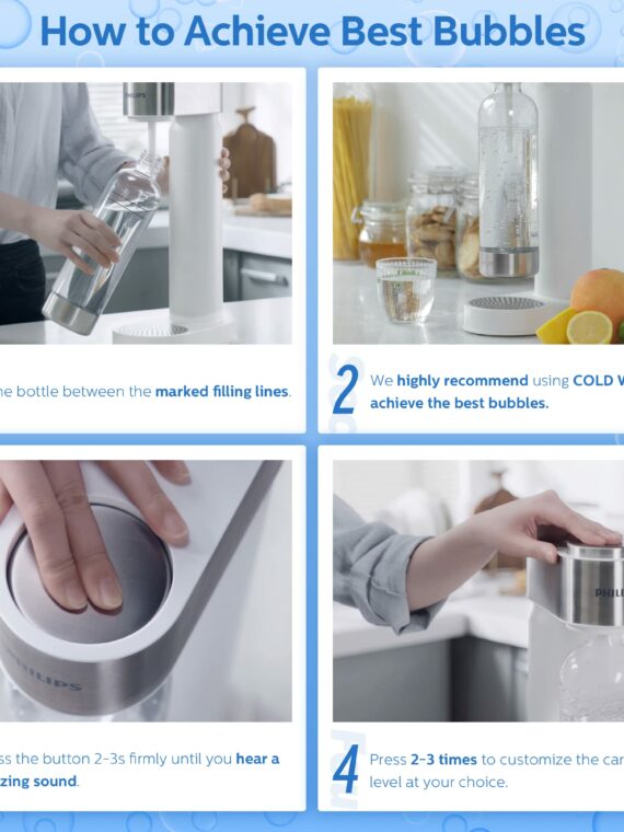 Philips Soda Maker - Compact Carbonating Machine, Compatible with 60L CO2 Cylinder, Includes 1L BPA-Free Bottle