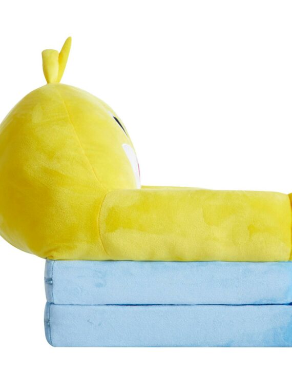 Pinkfong Baby Shark 2-in-1 Flip Out Chair, Blue, Plush Polyester, Converts to Bed, Lightweight & Portable