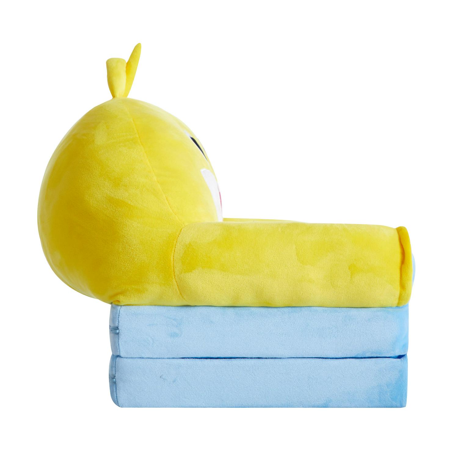 Pinkfong Baby Shark 2-in-1 Flip Out Chair, Blue, Plush Polyester, Converts to Bed, Lightweight & Portable