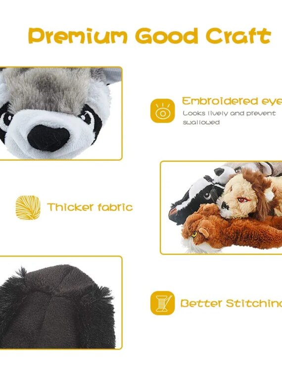 Plush Paws No-Stuffing Squeaky Chew Toy Set for Dogs - 5 Pack, Safe & Durable, Multi-Breed Suitable