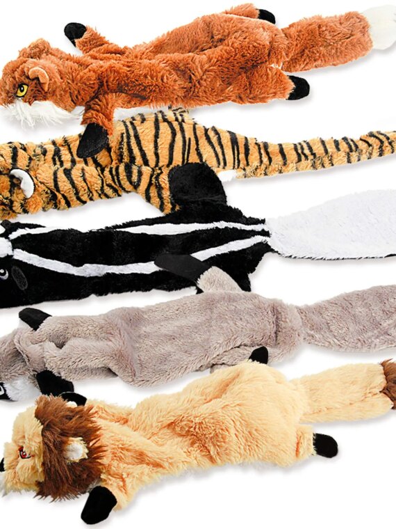 Plush Paws No-Stuffing Squeaky Chew Toy Set for Dogs - 5 Pack, Safe & Durable, Multi-Breed Suitable