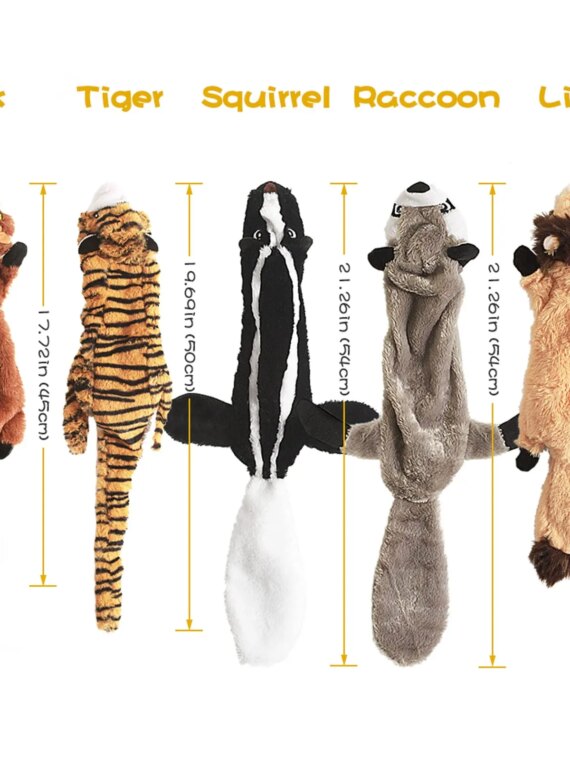 Plush Paws No-Stuffing Squeaky Chew Toy Set for Dogs - 5 Pack, Safe & Durable, Multi-Breed Suitable