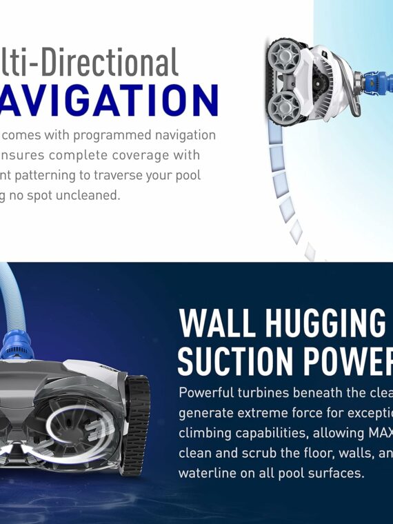 Polaris MAXX Suction-Side Pool Cleaner, Smart Navigation, Energy Efficient, In-Ground Compatible, White