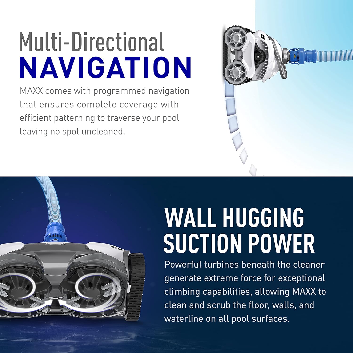 Polaris MAXX Suction-Side Pool Cleaner, Smart Navigation, Energy Efficient, In-Ground Compatible, White