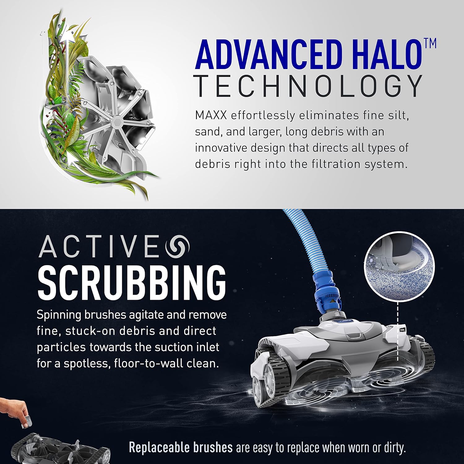 Polaris MAXX Suction-Side Pool Cleaner, Smart Navigation, Energy Efficient, In-Ground Compatible, White