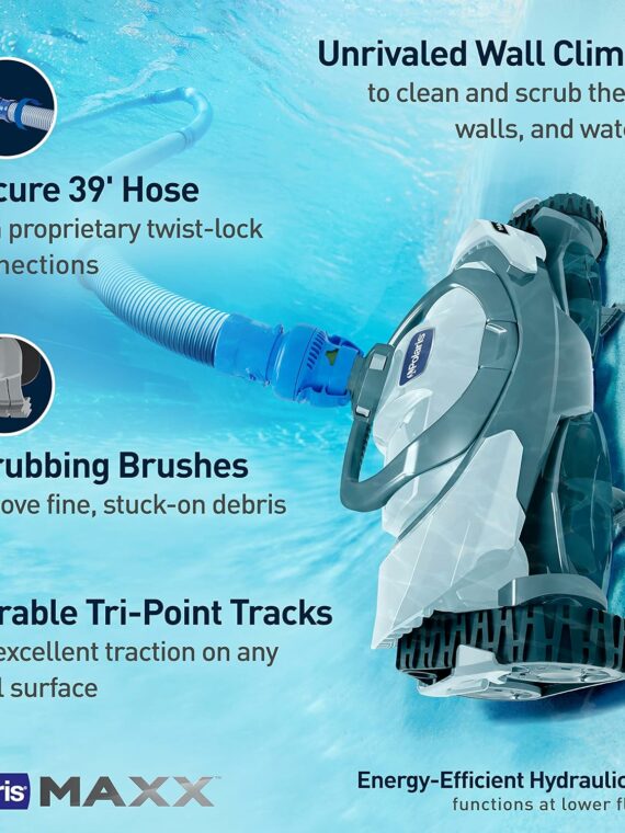 Polaris MAXX Suction-Side Pool Cleaner, Smart Navigation, Energy Efficient, In-Ground Compatible, White
