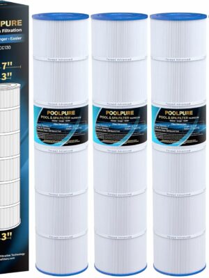 POOLPURE PLFPCC130 Pool Filter, 130 sq.ft, Replaces Pentair CCP520, NSF/ANSI 50 Certified, Trilobal Fabric
