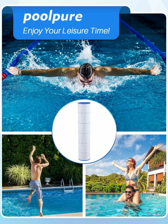 POOLPURE PLFPCC130 Pool Filter, 130 sq.ft, Replaces Pentair CCP520, NSF/ANSI 50 Certified, Trilobal Fabric