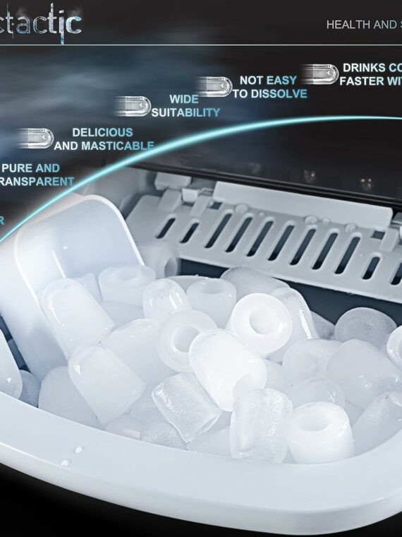 Portable Black Ice Maker - Compact Self-Cleaning Countertop Machine with Scoop & Basket, 26.6 lbs/Day, 8-10 Min Cycle, Ideal for Home/Office Use