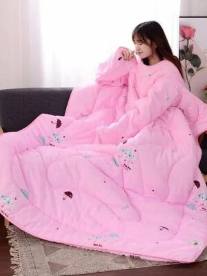 Poufit™ Cozy Quilt with Sleeves, Warm Microfiber Wearable Blanket, Hypoallergenic, Back Zipper