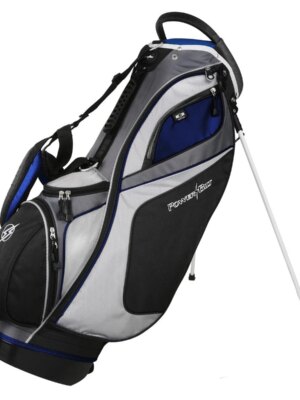 PowerBilt Dunes 14-Way Golf Stand Bag, Black/Blue, Lightweight with 5 Pockets, Double Strap, Durable Nylon