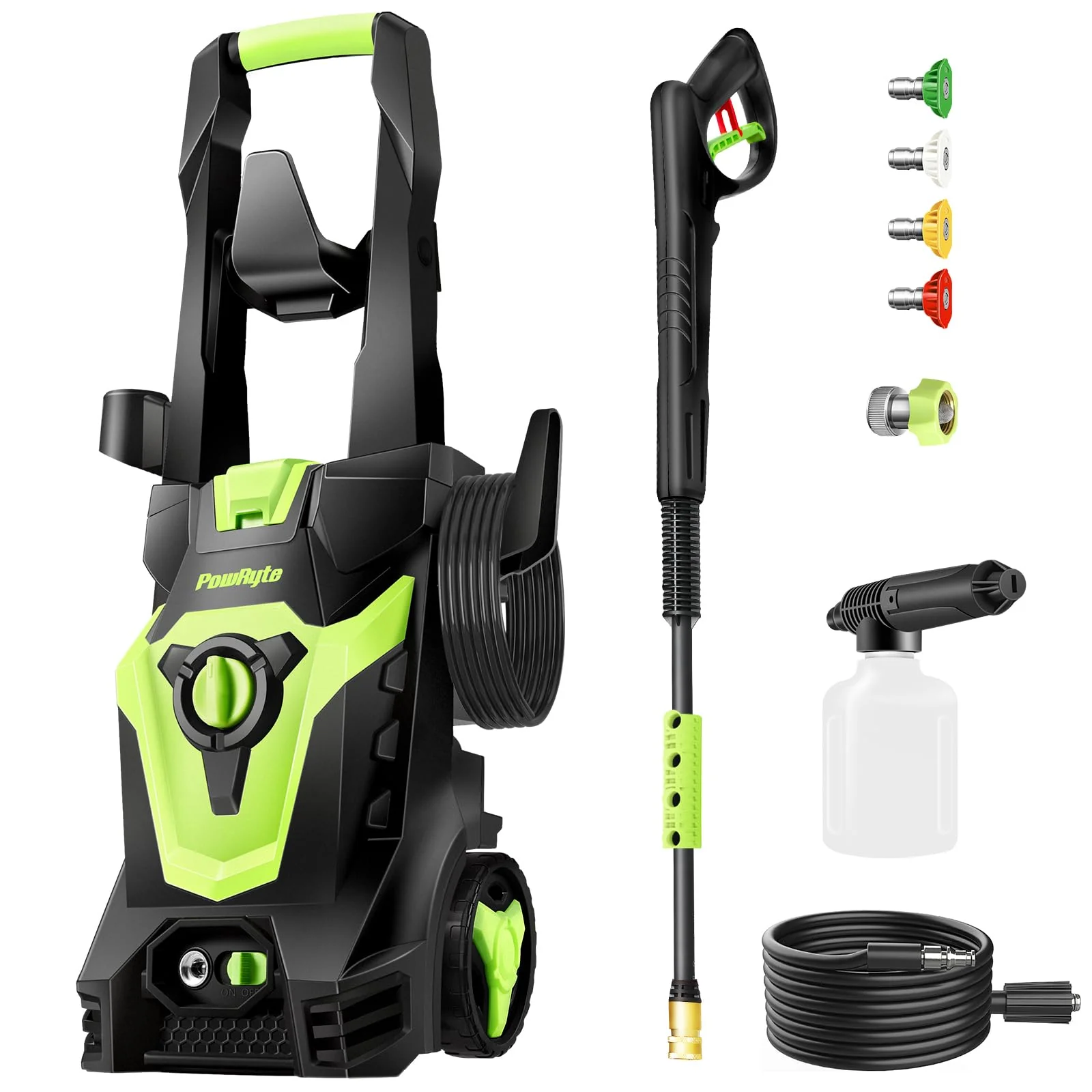 PowRyte Electric Pressure Washer 3800 PSI 2.4 GPM with Foam Lance and 4 Nozzles