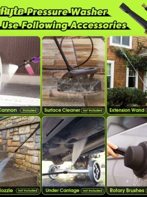 PowRyte Electric Pressure Washer 3800 PSI 2.4 GPM with Foam Lance and 4 Nozzles