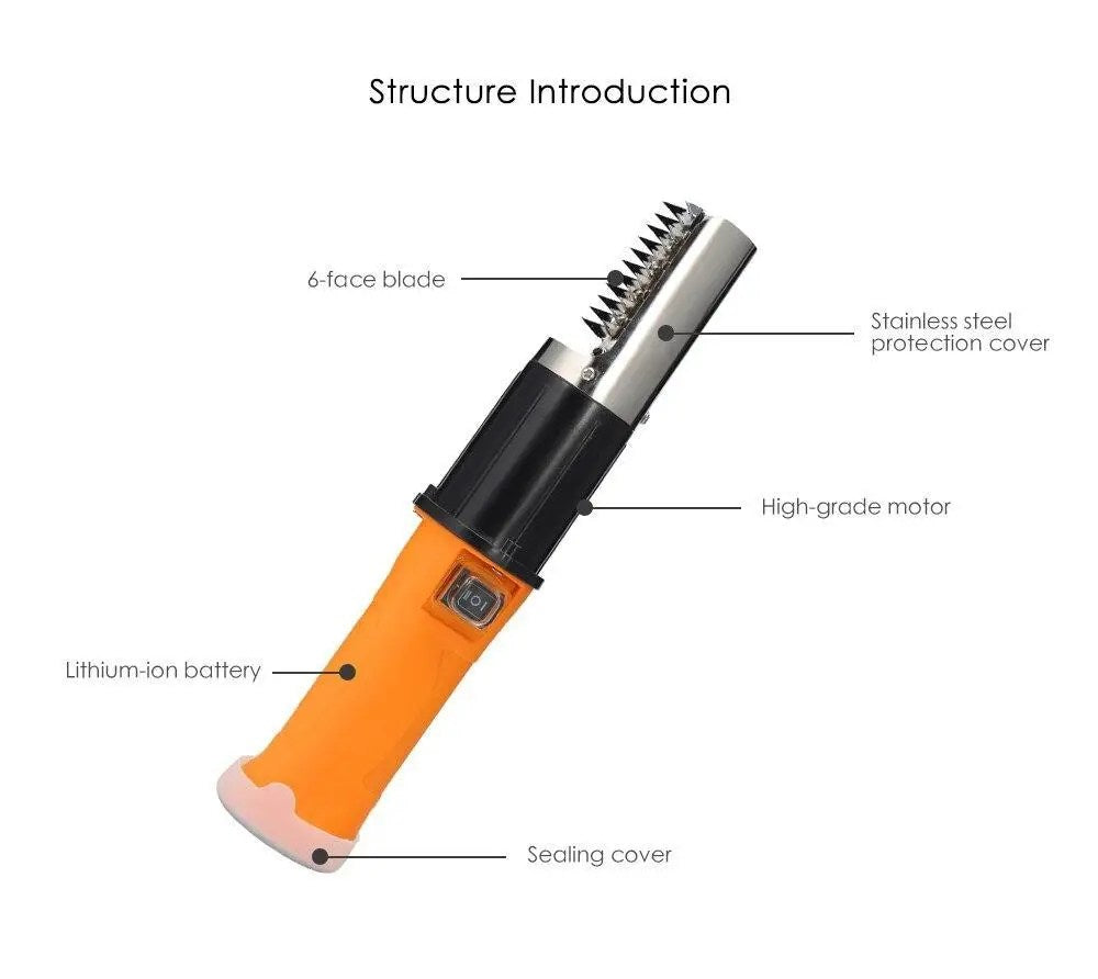 Premium Electric Fish Scaler Tool - Safe, Efficient, Durable, 56W, 12V, 6000 RPM, Lithium-ion Battery
