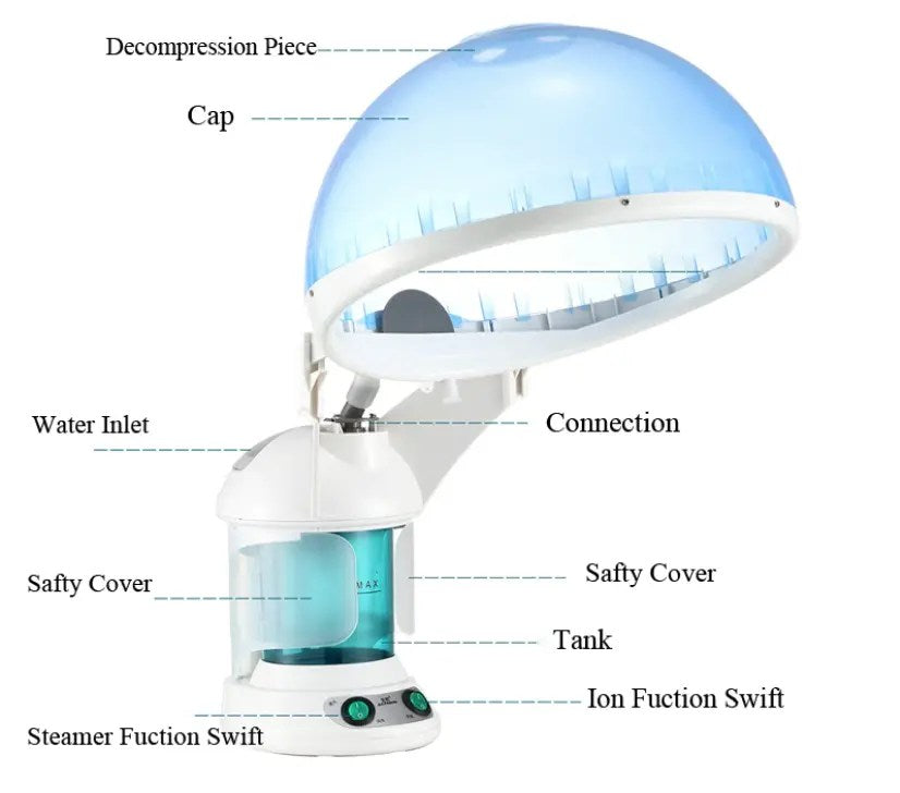 Premium Hair Steamer Heating Dryer Cap with Auto Shut-Off and 45-Minute Steam, Portable Design for Deep Conditioning