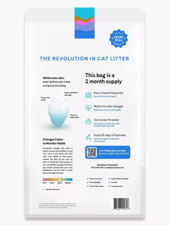 PrettyLitter Lotus Flower Scented Cat Litter, 8lbs - Advanced Odor Control, Lightweight, 99% Dust-Free, Non-Clumping