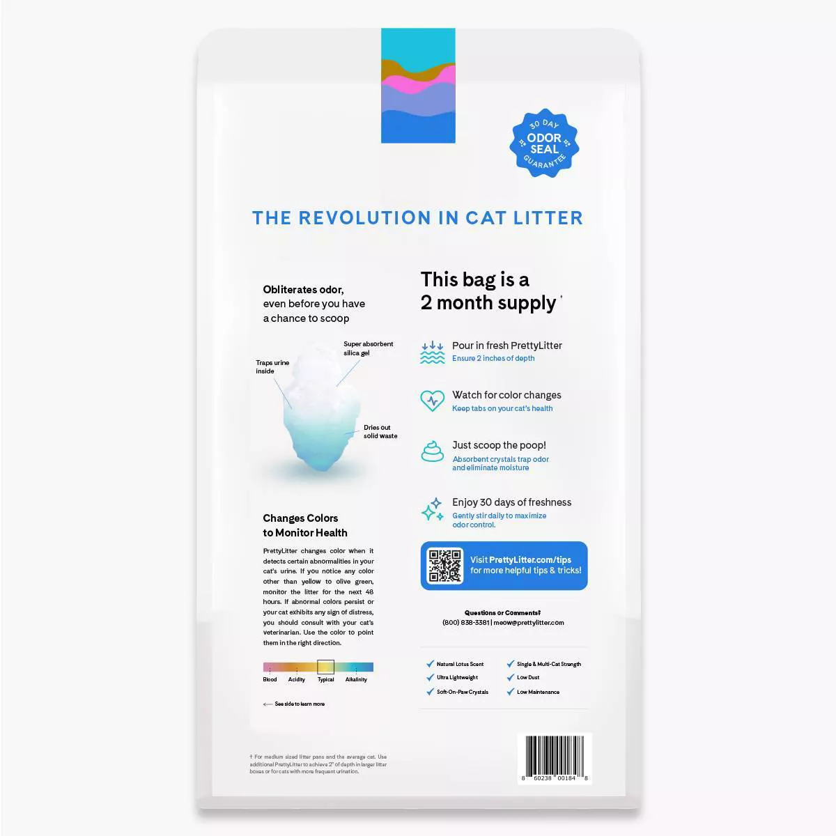 PrettyLitter Lotus Flower Scented Cat Litter, 8lbs - Advanced Odor Control, Lightweight, 99% Dust-Free, Non-Clumping