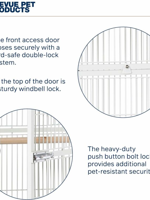 Prevue Pet Products Wrought Iron Bird Cage, Chalk White, 36"x24"x66", Includes Stand & Accessories