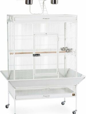 Prevue Pet Products Wrought Iron Bird Cage, Chalk White, 36"x24"x66", Includes Stand & Accessories