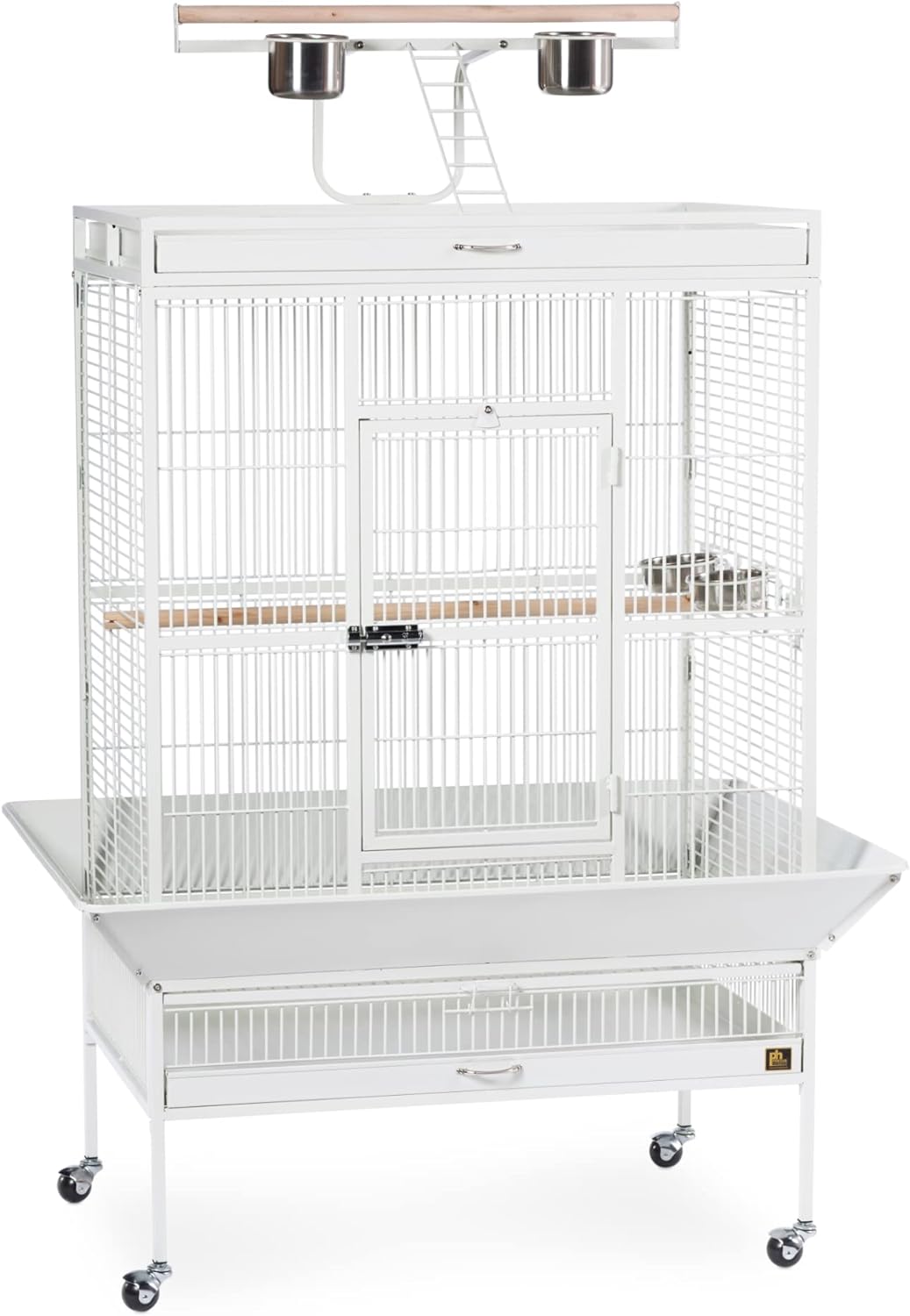 Prevue Pet Products Wrought Iron Bird Cage, Chalk White, 36"x24"x66", Includes Stand & Accessories