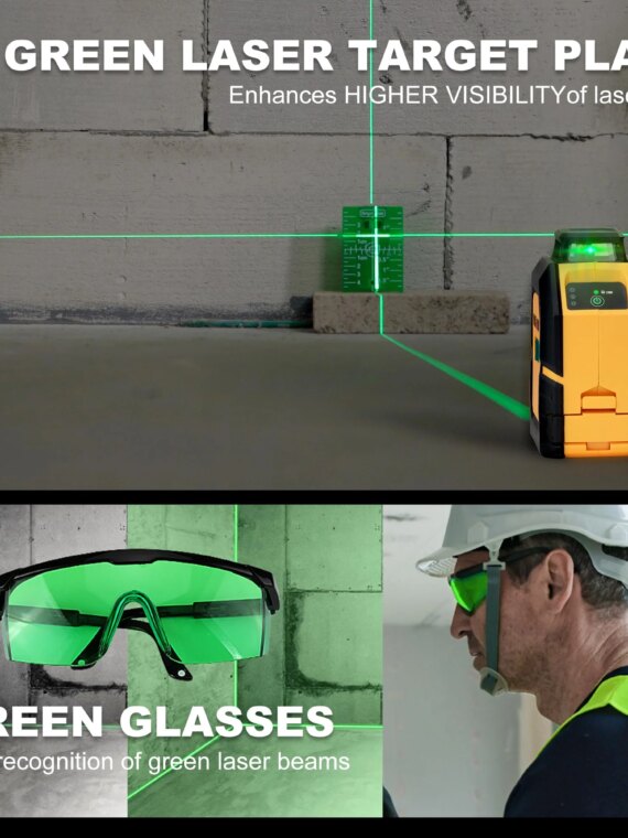 PREXISO 360° Self-Leveling Green Cross Line Laser Level with Tripod, 100Ft Range