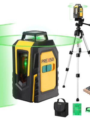 PREXISO 360° Self-Leveling Green Cross Line Laser Level with Tripod, 100Ft Range
