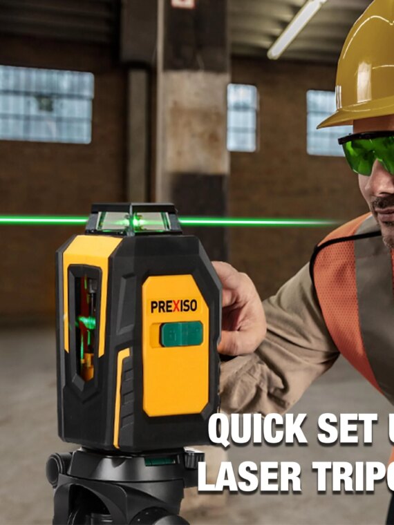 PREXISO 360° Self-Leveling Green Cross Line Laser Level with Tripod, 100Ft Range