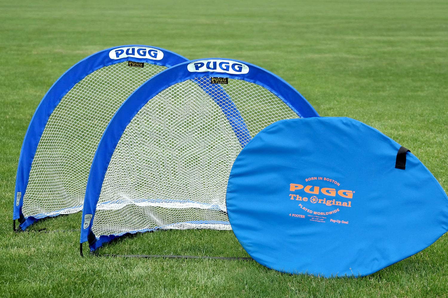 PUGG 4ft Pop-Up Soccer Goal Set - Portable Training Net with Carry Bag & Pegs