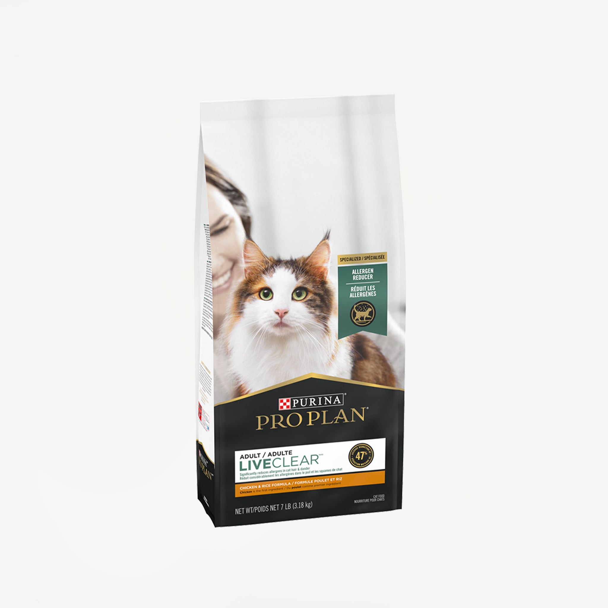 Purina Pro Plan LiveClear Adult Cat Food, Chicken & Rice, Allergen-Reducing, Probiotics, 3.5lb