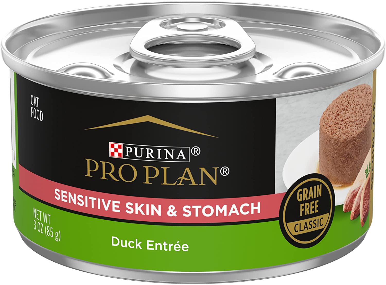 Purina Pro Plan Sensitive Skin & Stomach Duck Wet Cat Food, 24x3oz Cans, Grain-Free, High-Protein