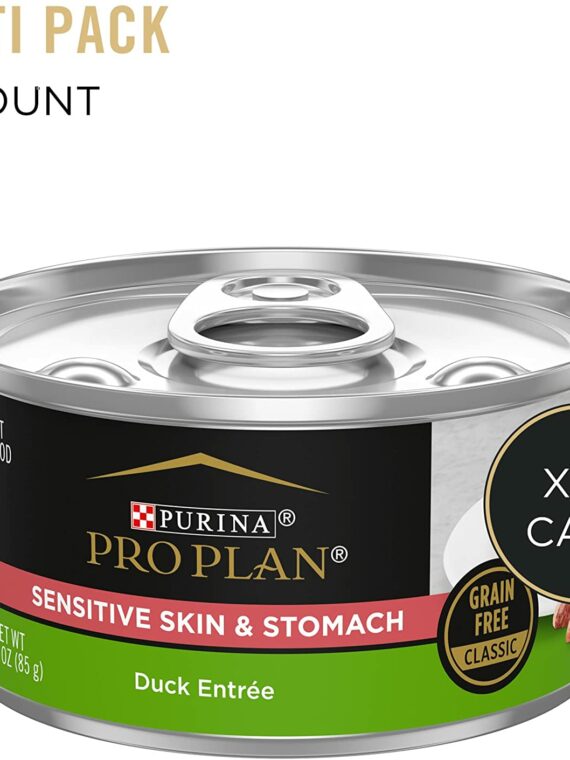 Purina Pro Plan Sensitive Skin & Stomach Duck Wet Cat Food, 24x3oz Cans, Grain-Free, High-Protein