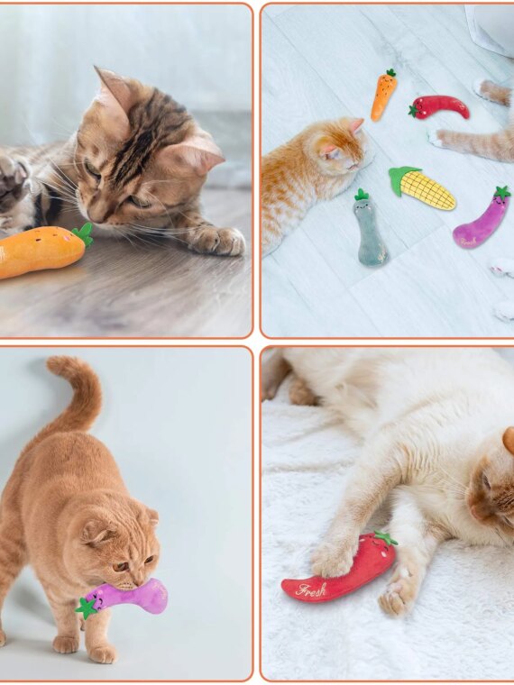 Purrfect Paws Catnip-Infused Plush Farm Toys Set for Cats - 5 Interactive Pieces