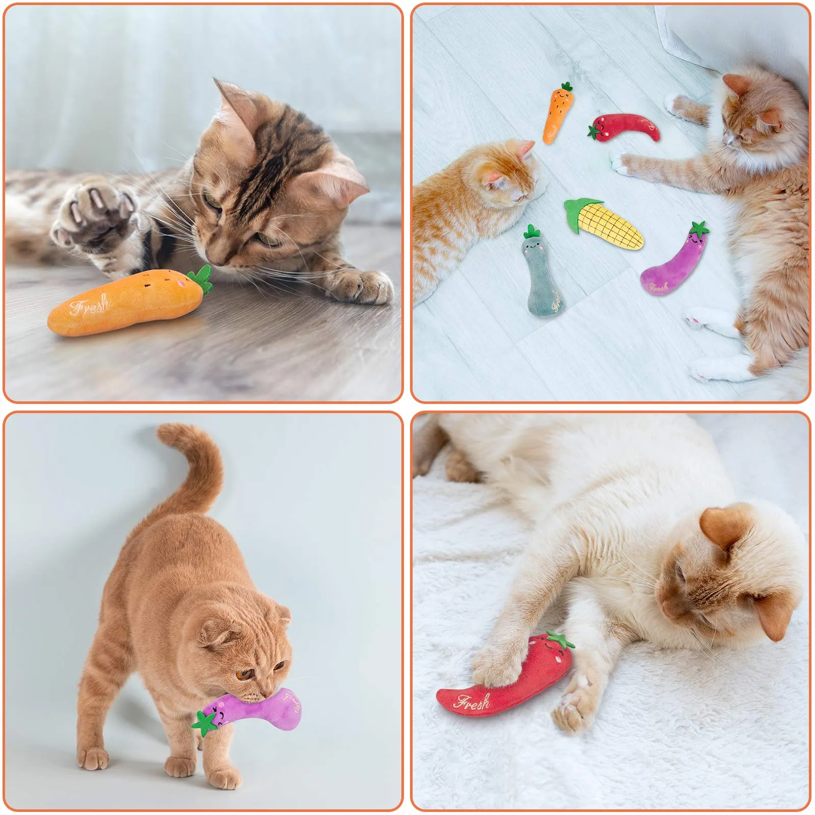 Purrfect Paws Catnip-Infused Plush Farm Toys Set for Cats - 5 Interactive Pieces