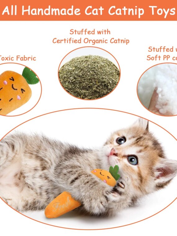 Purrfect Paws Catnip-Infused Plush Farm Toys Set for Cats - 5 Interactive Pieces