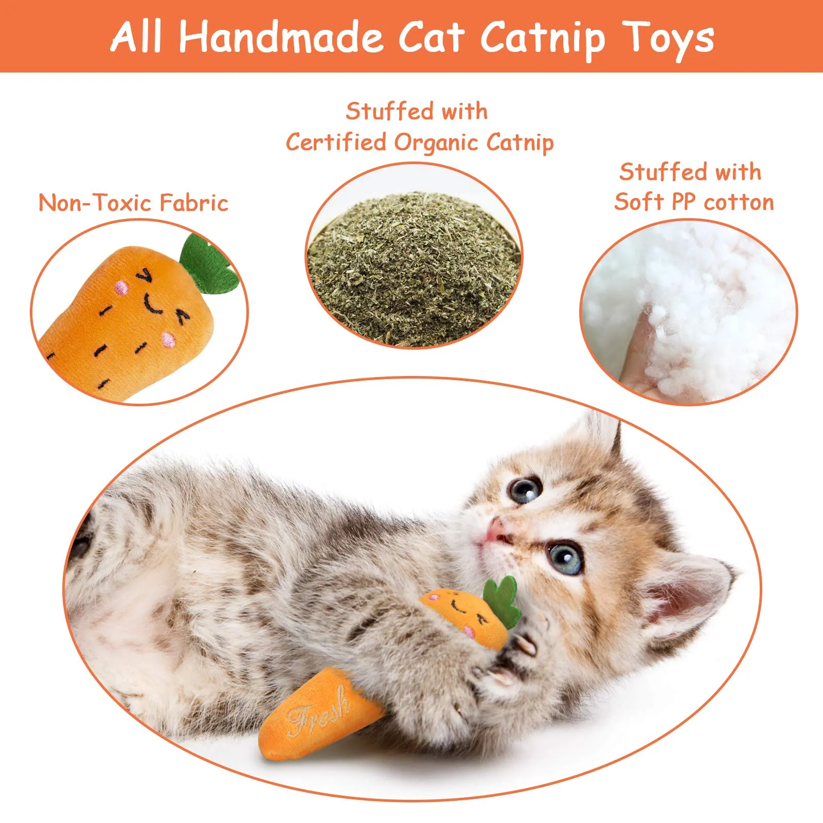 Purrfect Paws Catnip-Infused Plush Farm Toys Set for Cats - 5 Interactive Pieces