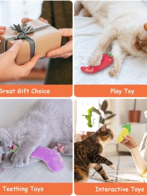 Purrfect Paws Catnip-Infused Plush Farm Toys Set for Cats – 5 Interactive Pieces