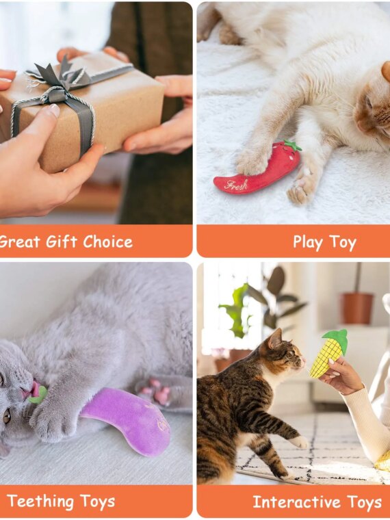 Purrfect Paws Catnip-Infused Plush Farm Toys Set for Cats - 5 Interactive Pieces