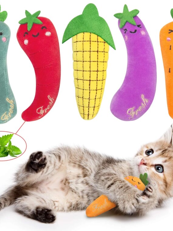 Purrfect Paws Catnip-Infused Plush Farm Toys Set for Cats - 5 Interactive Pieces