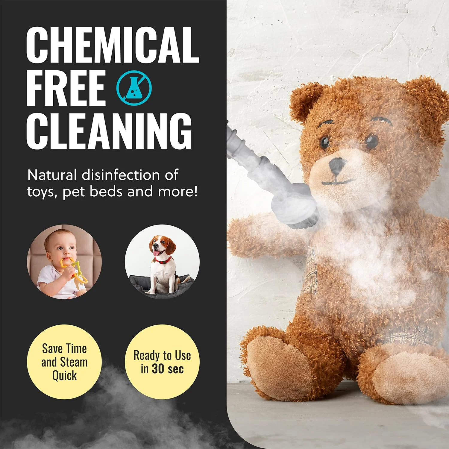 PurSteam 10-in-1 Steam Mop with Handheld Steamer, Chemical-Free, Quick Heating for Hardwood, Tile & More