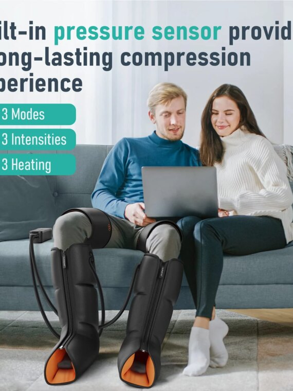 QUINEAR 3-in-1 Leg Massager with Heat & Compression for Foot, Calf, Thigh Relief