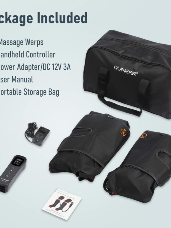 QUINEAR 3-in-1 Leg Massager with Heat for Foot, Calf & Thigh - Pain Relief & Circulation Boost