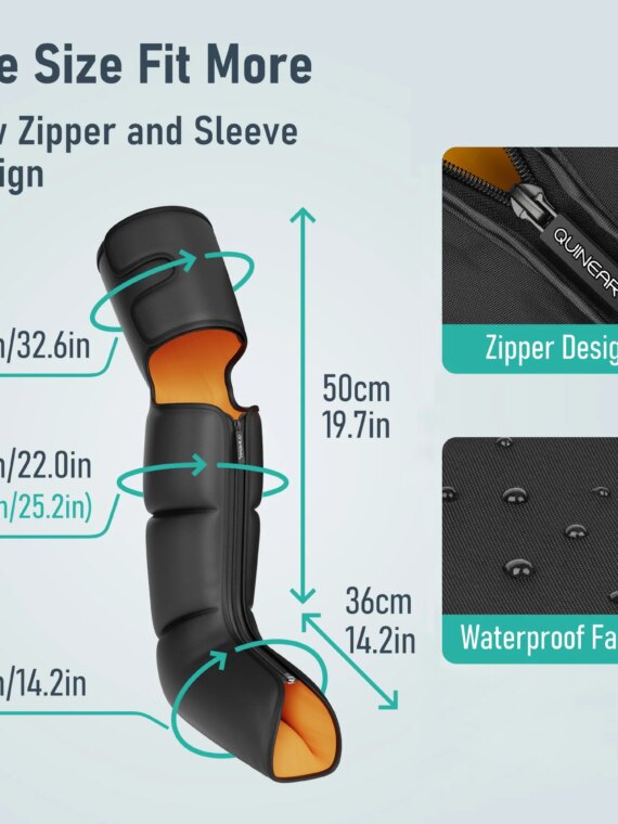 QUINEAR 3-in-1 Leg Massager with Heat for Foot, Calf & Thigh - Pain Relief & Circulation Boost