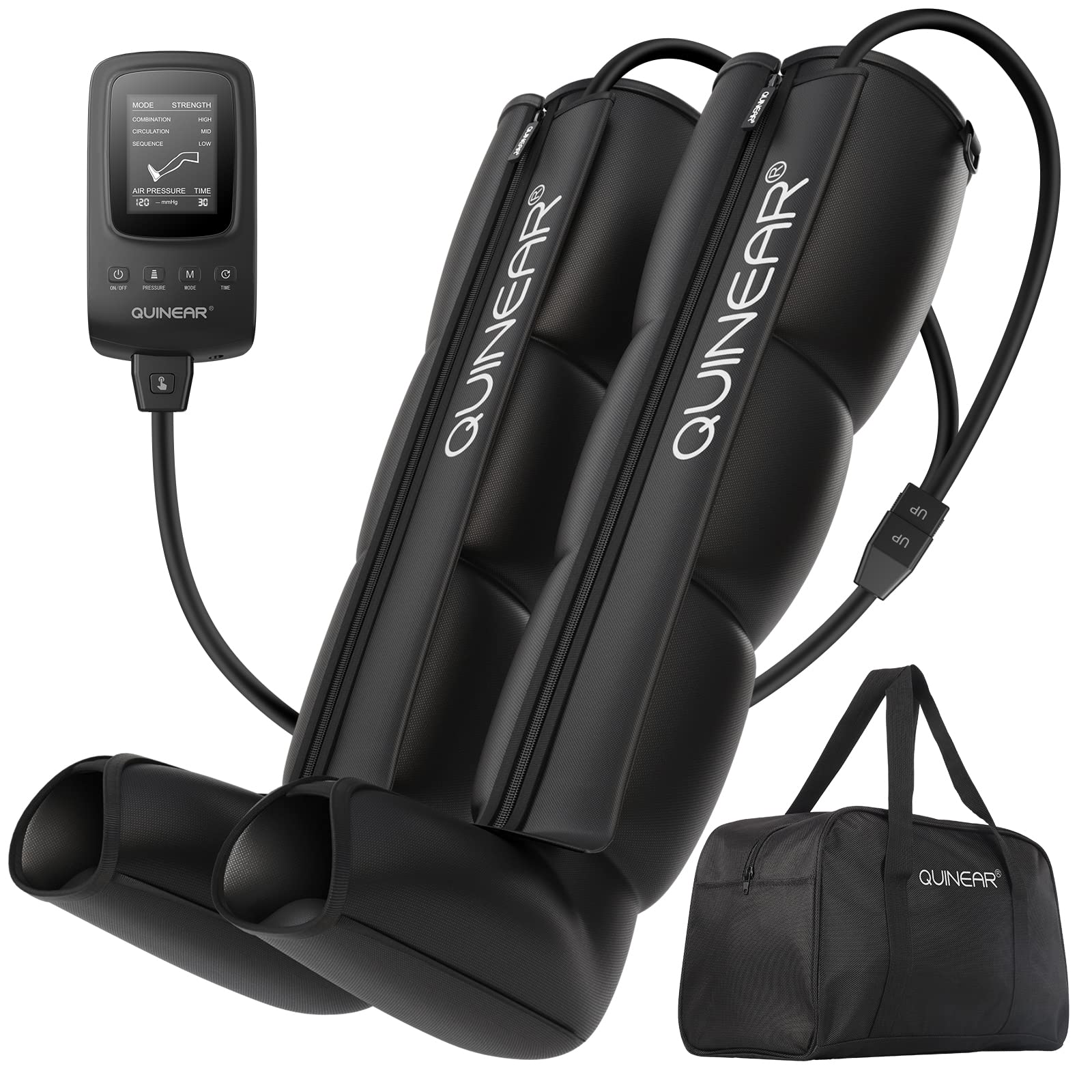 QUINEAR Air Compression Leg Recovery System - Full-Leg Massage Boots for Circulation & Muscle Recovery