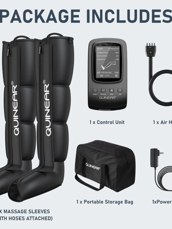 QUINEAR Air Compression Leg Recovery System - Full-Leg Massage Boots for Circulation & Muscle Recovery